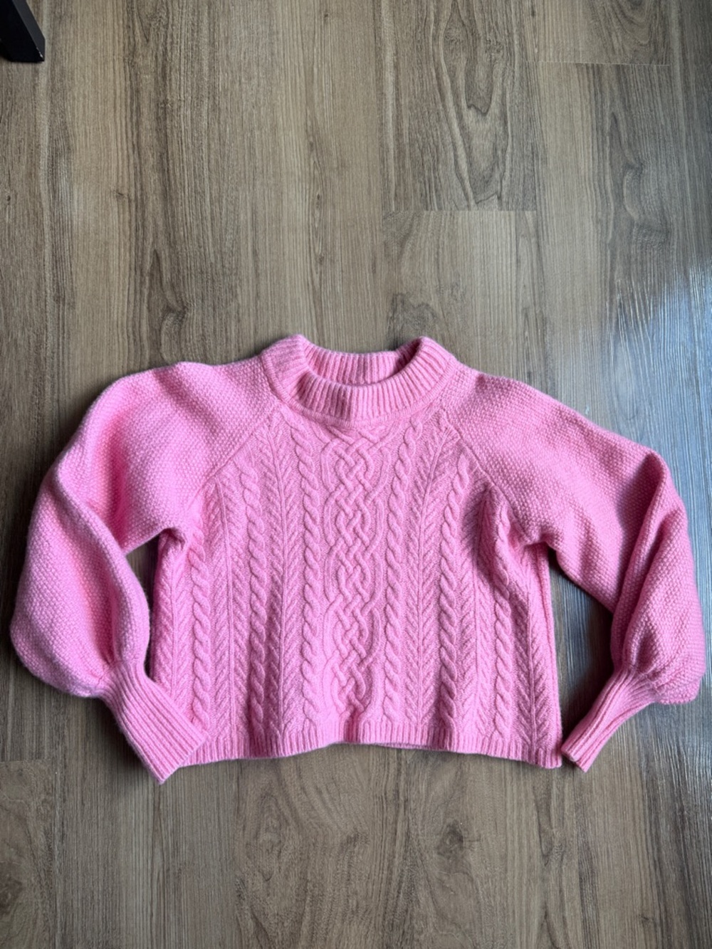 Adam Lippes Pink Cable Crew Sweater Cashmere Wool Silk XS